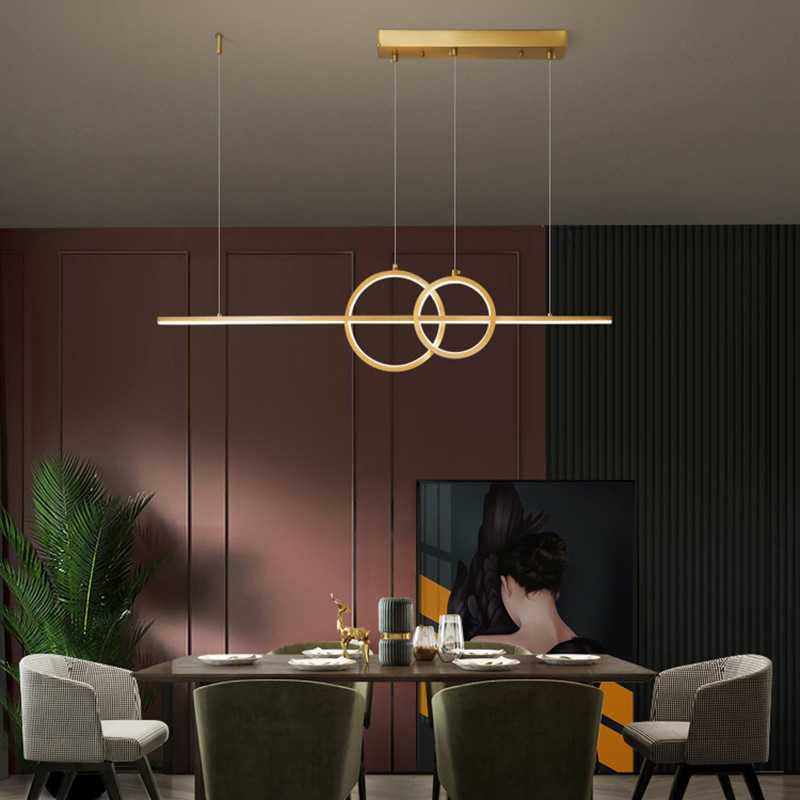 餐厅吊灯现代简约LED饭厅餐桌灯北欧轻奢风长条灯极简办公室灯具