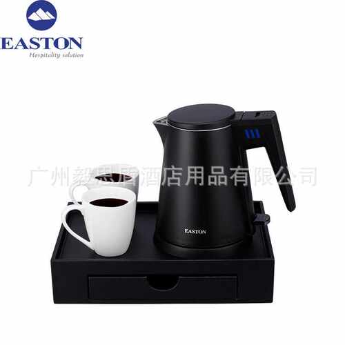 毅思盾酒店客房0.6升小容量双层水壶套装推盖水壶塑料托盘套装