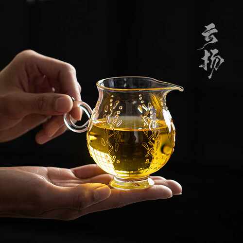 耐热玻璃立体紫藤花公道杯家用公杯高颜值高硼硅分茶器茶海茶具