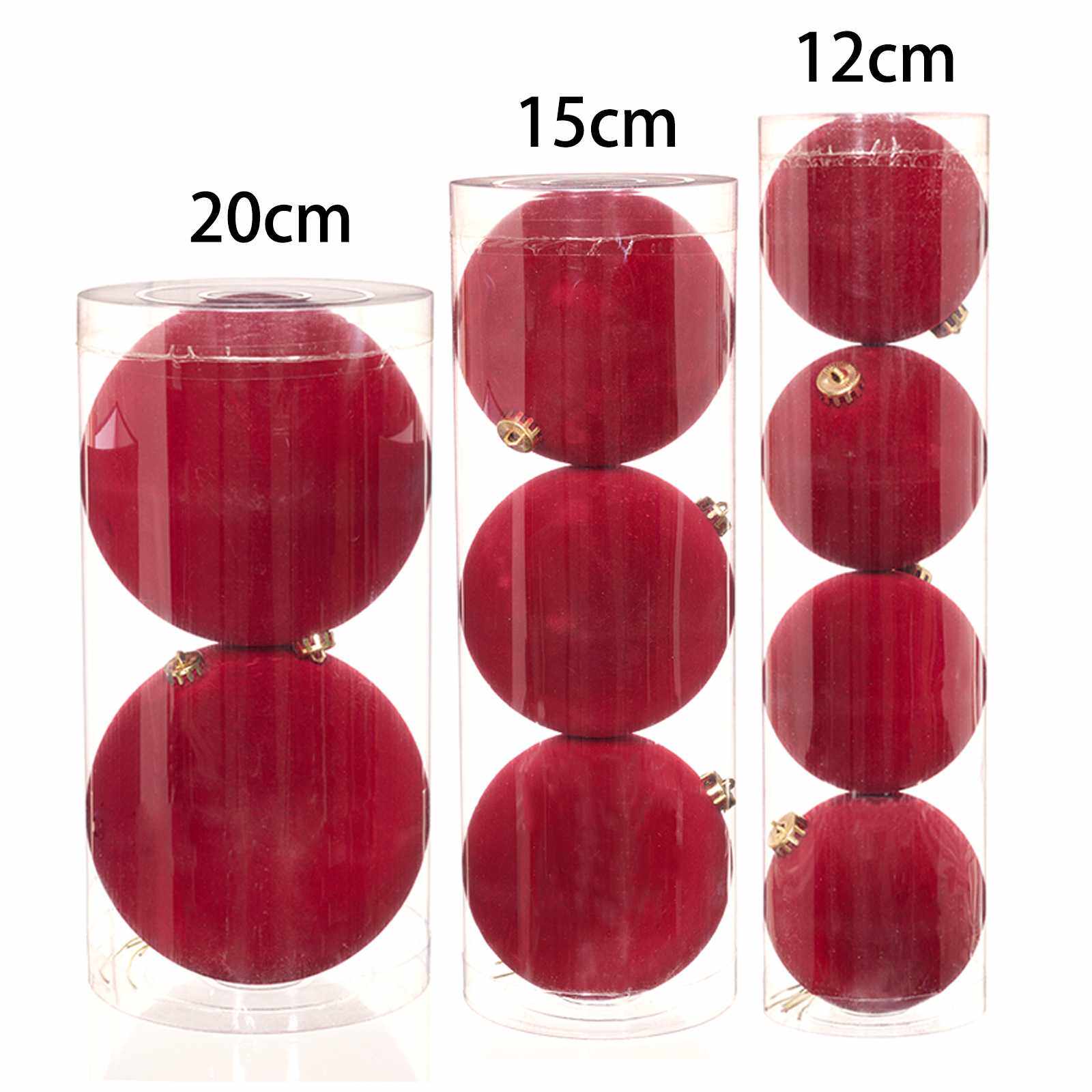 2025跨境20CM15CM12CM光面植绒圣诞球盒装圣诞树装饰挂球橱窗摆件