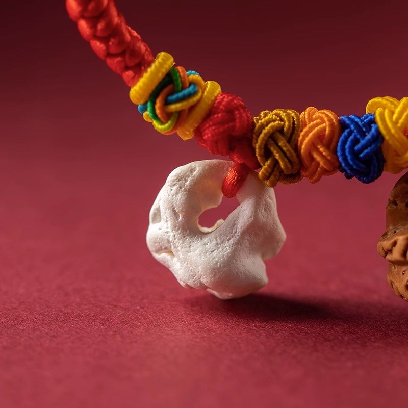 普陀山宝宝新生婴儿童压惊红绳手链男女天然桃木猪惊骨符手绳