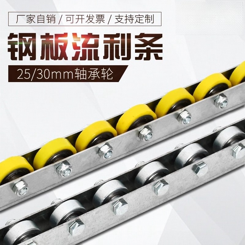 重型金属流利条钢板福来轮滚轮条轴承货架挡边不锈钢滑轨CRON QJA