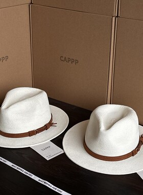 CAPPP草帽春夏新款爵士帽礼帽度假沙滩百搭休闲 巴拿马帽平檐