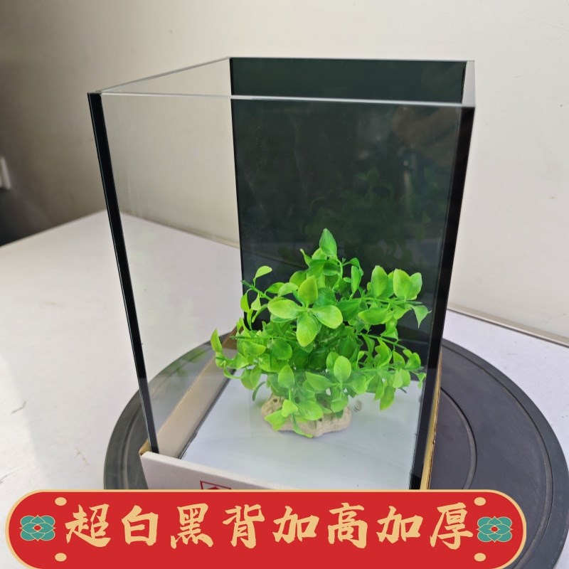 黑背鱼缸客厅小型家用超白黑玻缸桌面水族箱养鱼水草缸生态缸