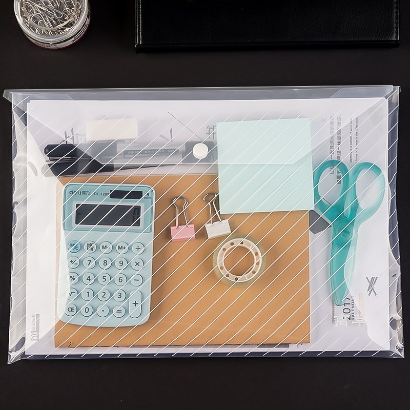 A4文件袋透明塑料加厚大容量按扣试卷收纳袋学生用档案资料袋文件