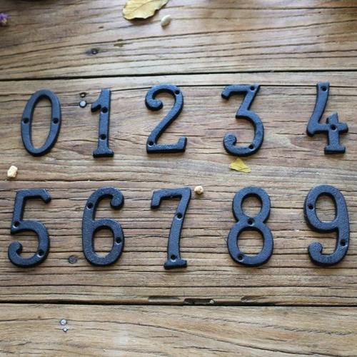复古怀旧欧式铸铁阿拉伯数字 门牌号 铁艺立体数字家居庭院壁饰