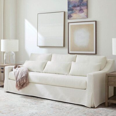 沪尚Cloud三人沙发简约现代客厅侘寂奶油风棉麻布艺2024新款沙发