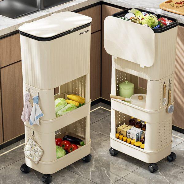 厨房垃圾桶家用大容量滑盖可移动双层款免弯腰专用日式可置物架,家装主材,厨用垃圾桶,淘宝优惠券,粉丝福利购,淘宝优惠卷