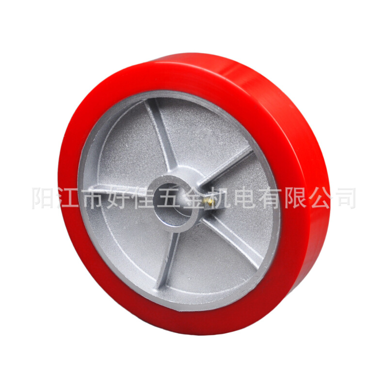 源头工厂产品350X75mm（14X3）超重型铁芯聚氨酯PU脚轮