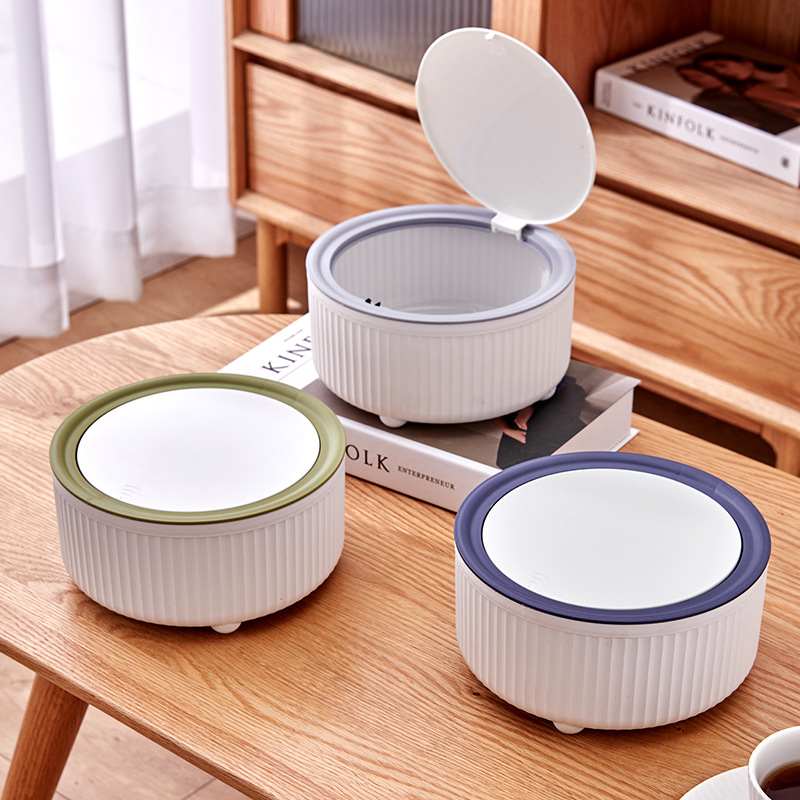 翻盖圆形方形家用客厅桌面垃圾桶