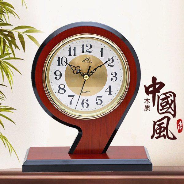 艾迪 实木 座钟 卧室台钟创意石英钟木制客厅复古现代简约时钟表