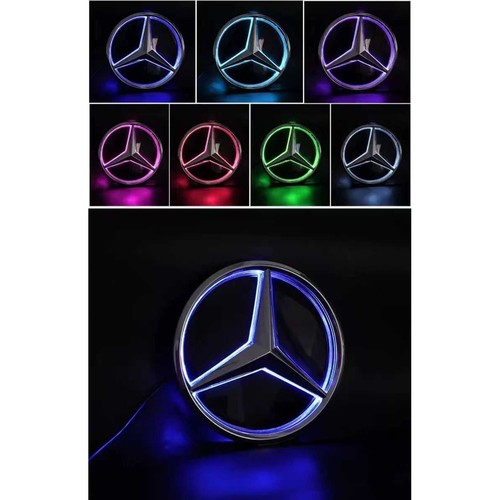 奔驰发光LED灯标手机APP中网大标A B C E GLK ML GLC GLE级镜面标