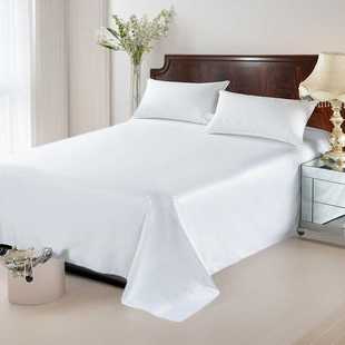 厂家直销纯棉酒店床单白色旅馆床上用品全棉提花缎条宾馆高密面料