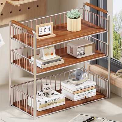 桌上书架办公桌置物架桌面古风办公用品收纳工位杂物摆件储物架子