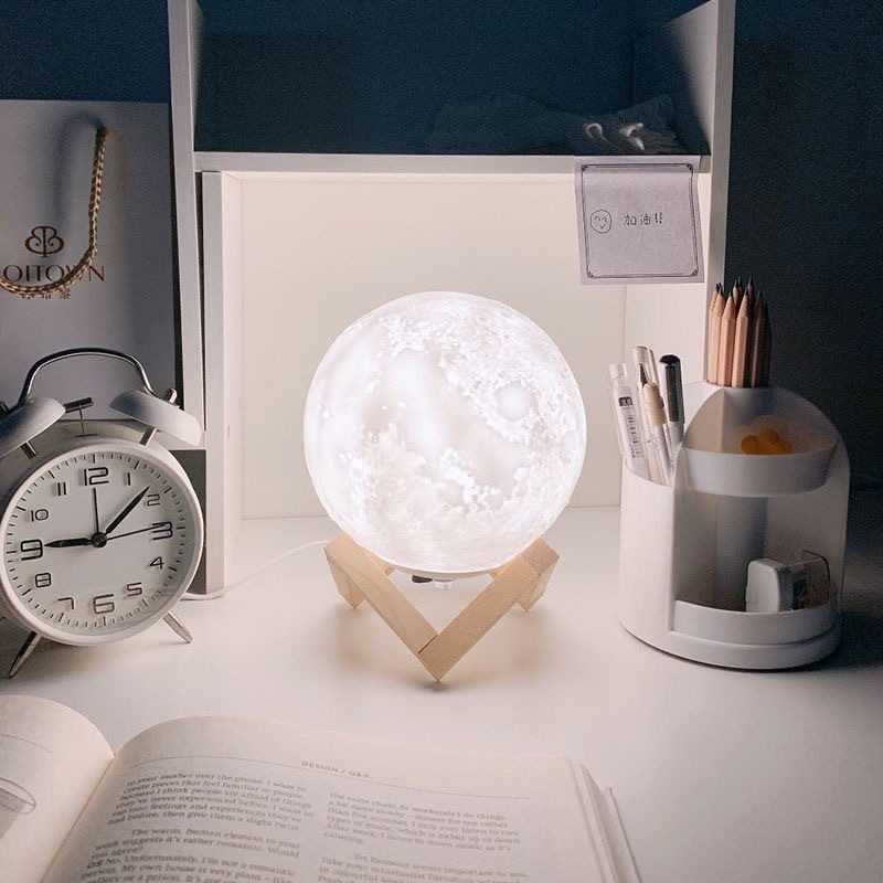 3D打印月球灯触控灯创意小夜灯睡眠卧室床头台灯浪漫温馨房间灯
