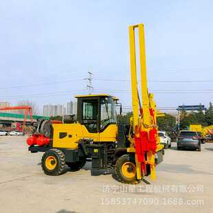 伸缩钻塔公路护栏打桩机 铲车式打拔钻一体机 高速安全栏抢修设备