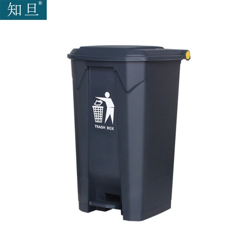 知旦塑料垃圾桶100L灰盖款工业垃圾桶I公园垃圾桶小区街道垃圾桶