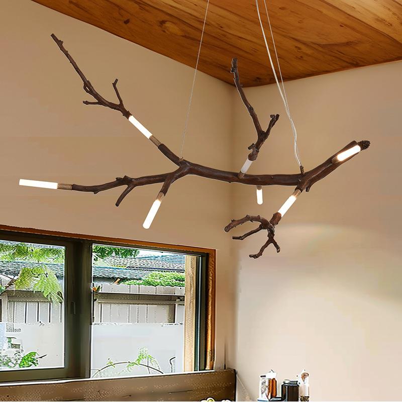自然复古吊灯树脂仿枯木装饰灯创意个性干树枝树杆树杈造型吊灯