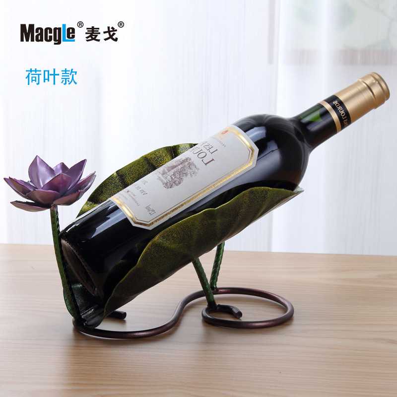 中国风酒架 荷叶状红酒架  家用装饰酒架 荷花型红酒瓶架子