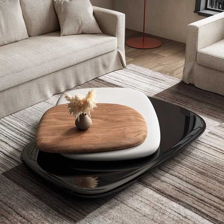 旋转茶几别墅客厅大小户型设计师现代机械悬浮意式极简实木茶几桌