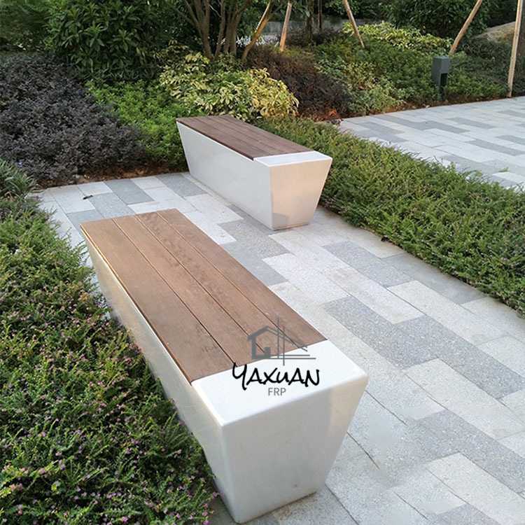 玻璃钢休闲椅商场座椅户外防腐木长条凳子公共区美陈异形拼接坐凳