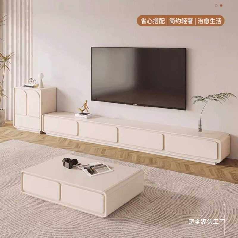 Tal圆角法式奶油风白电视柜简约现代茶几组合客厅家用小户型落地,电子元器件市场,其它元器件,淘宝优惠券,粉丝福利购,淘宝优惠卷