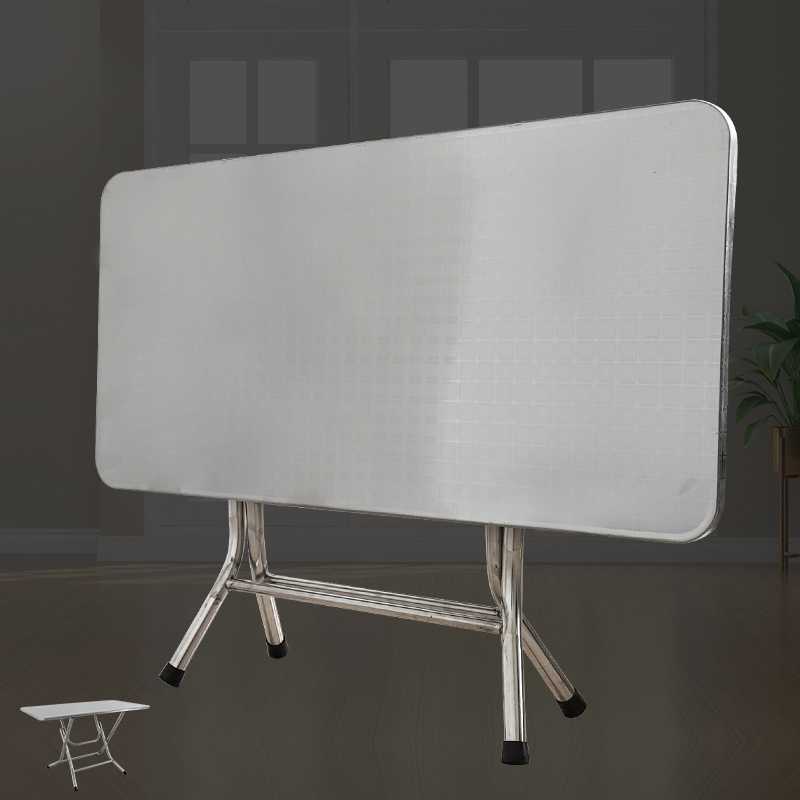 6R不锈钢桌子长方形可折叠桌大排档简易家用户外长条吃饭餐桌方桌