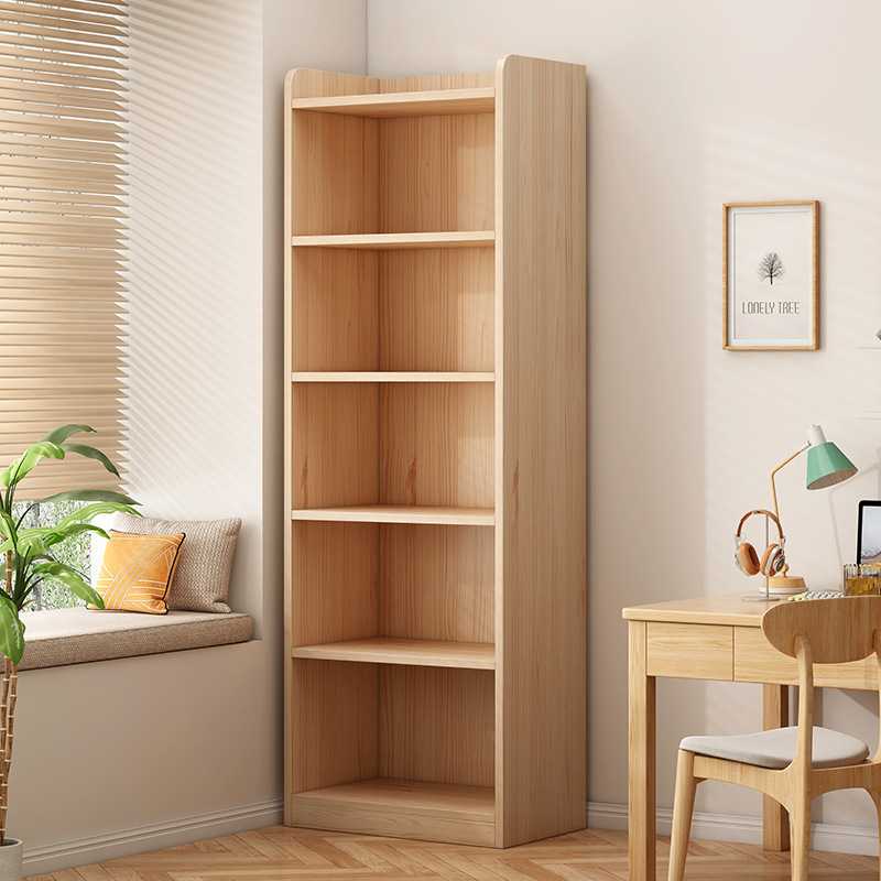 实木一体靠墙书柜落地置物架简易柜子靠墙客厅储物柜收纳家用书架