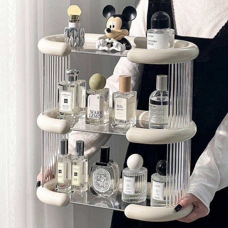 香水置物架高级感桌面化妆u品收纳盒梳妆台透明护肤整理摆件展示
