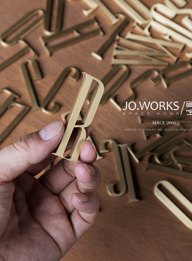 JO.WORKS 欧式黄铜英文字母A墙贴酒店商业空间门牌创意定制广告字