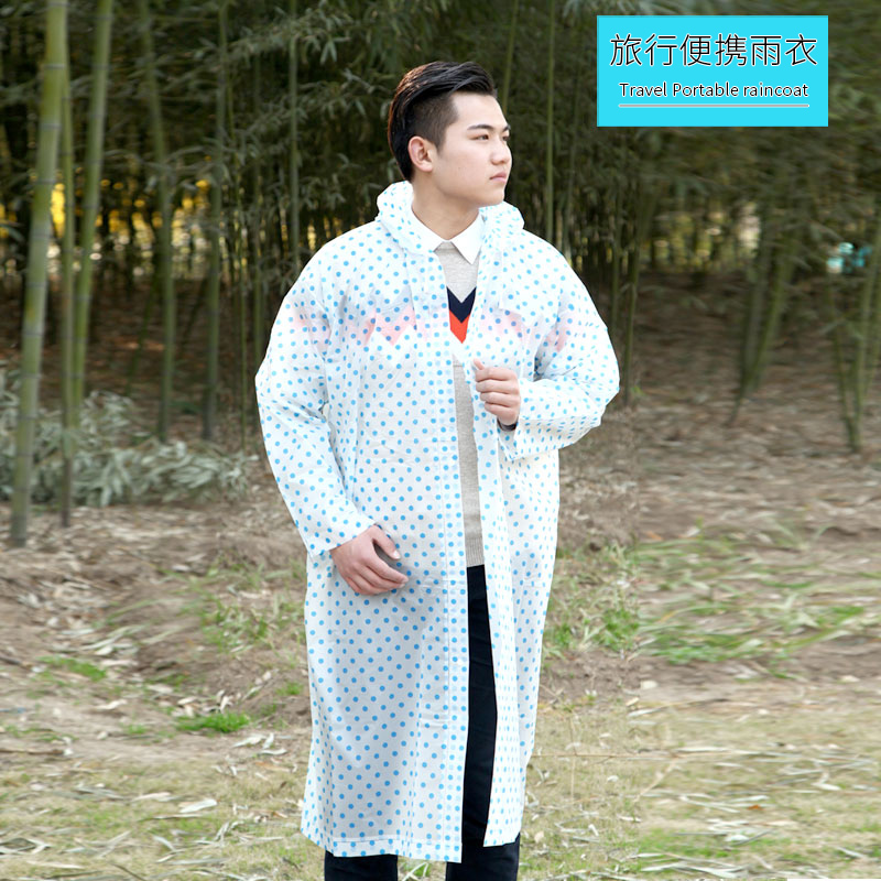 波点雨衣女男徒步透明EVA成人时尚旅行雨衣户外骑车连体便携雨披