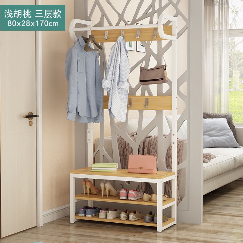 简易客厅衣服架子落地衣帽架鞋架组合衣架换鞋凳门厅柜鞋柜衣帽柜