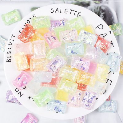 树脂配件闪粉果冻sweet糖果 diy仿真奶油手机壳贴片 发饰头绳材料