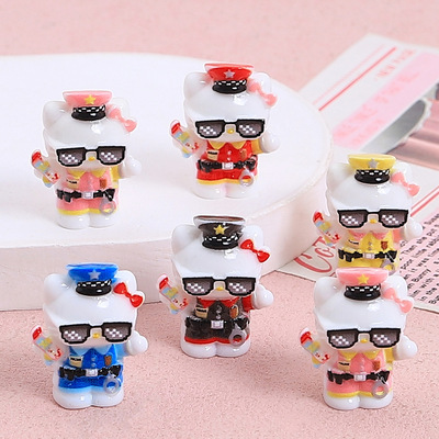 立体多色墨镜小猫创意手工diy奶油胶树脂配饰小配件饰品材料批发