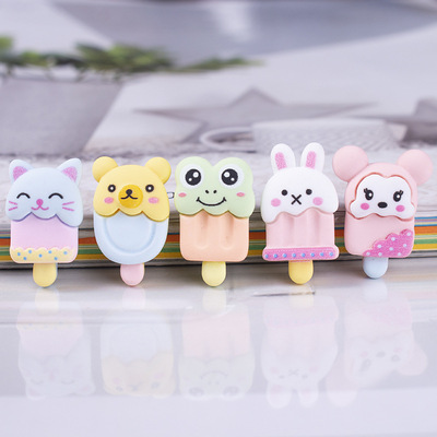 新款树脂配件卡通冰淇淋小动物雪糕 diy奶油胶手机壳贴片发绳材料