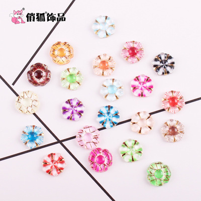 树脂亚克力配件五瓣花三瓣花diy奶油手机壳发饰贴片纽扣服装辅料