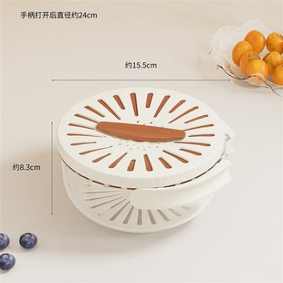 带盖沥水篮厨房家用洗水果z冰箱收纳盒加厚双层沥水洗菜盆 新款