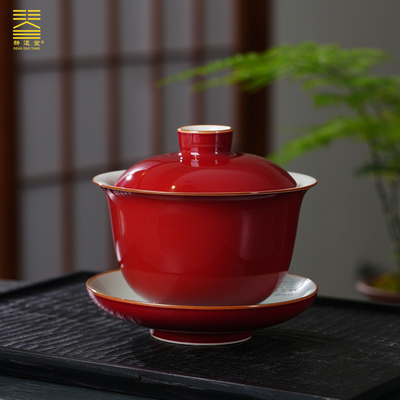 景德镇陶瓷盖碗大号三才茶碗