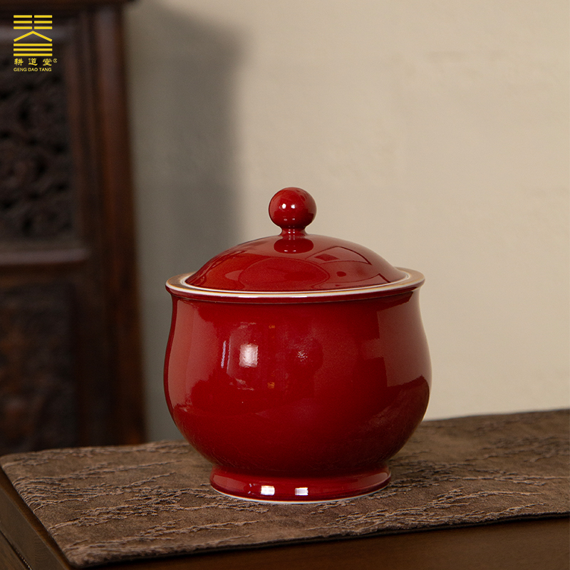 景德镇陶瓷高温单色釉茶叶罐