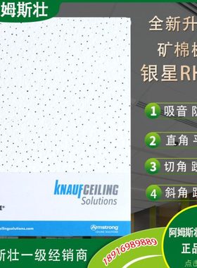 阿姆斯壮矿棉板银星RH99办公室吊顶600X600吸音天花W3690m W3697m
