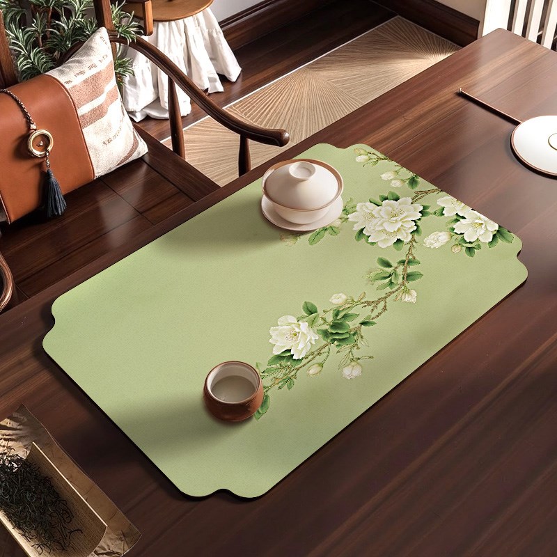 中式禅意茶席桌旗茶道专用茶桌垫布小茶台硅藻泥桌布W茶杯沥水垫