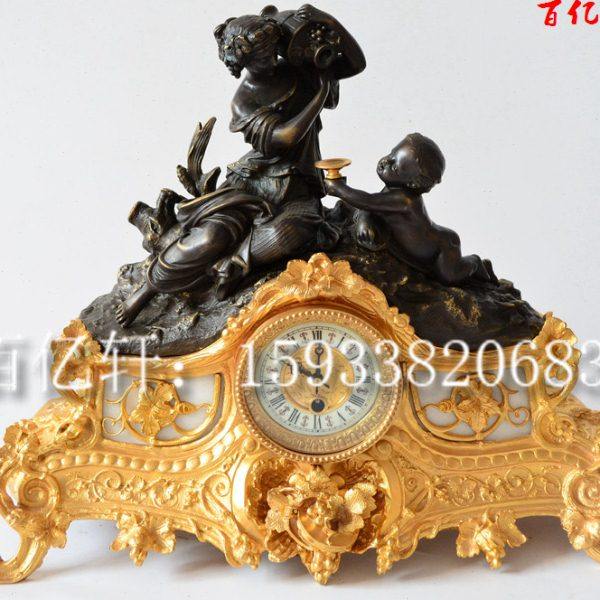 钟表纯铜机械古典钟表欧式家居装饰座钟复古上弦仿古董西洋立钟