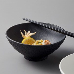 米立风物斗笠碗汤碗大碗黑白餐具釉下彩水果沙拉碗陶瓷拉面碗商用