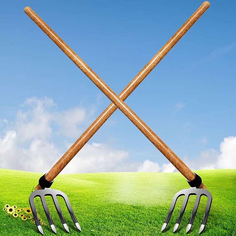 铁耙子钉耙种菜翻土松土耙农具三四齿耙翻地锄头种地多功能锰钢