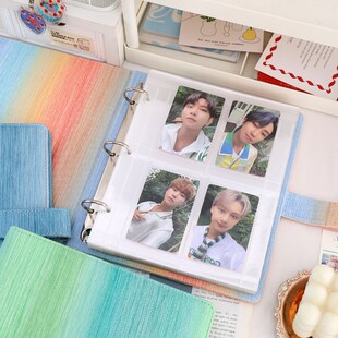 大A5条纹搭扣卡册爱豆专辑小卡明信片生写收纳册活页三孔卡册内页