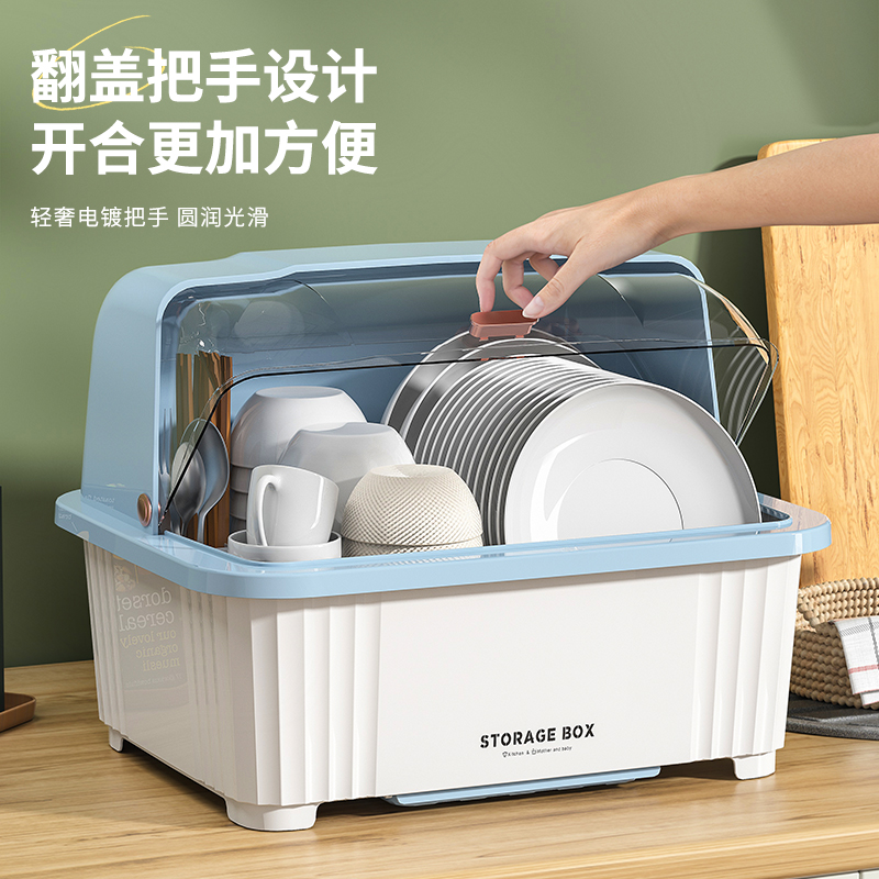 碗筷收纳盒碗柜带盖装餐具碗盘箱放碗家用置物厨房加厚沥水碗碟架