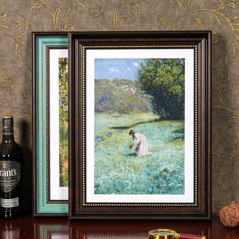 大画框美式复古框架相框挂墙20寸16寸18寸4开8K A3油画框装裱定做