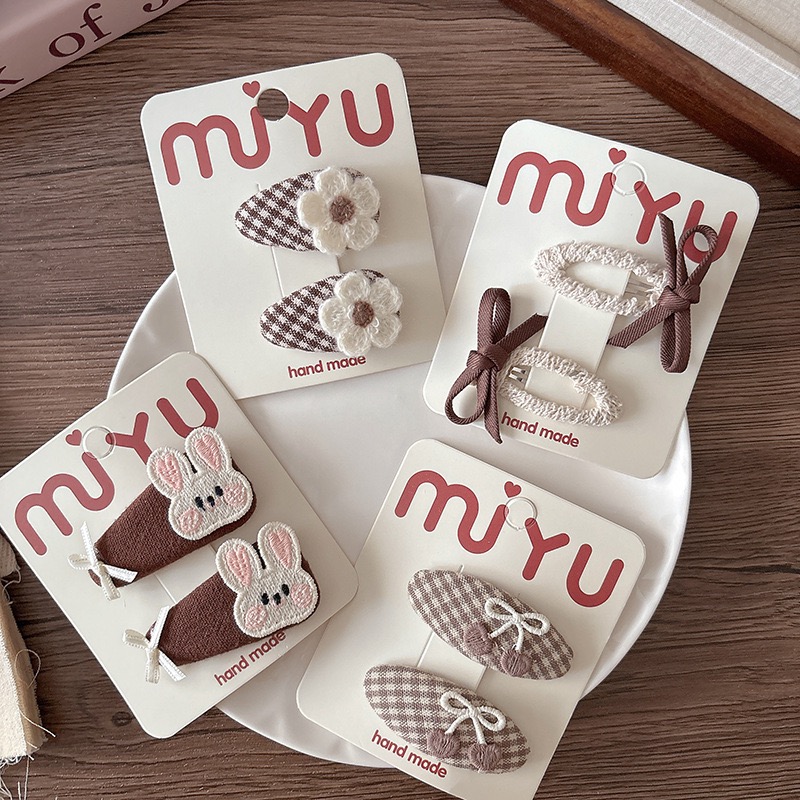 韩版甜美奶咖色儿童花朵发夹