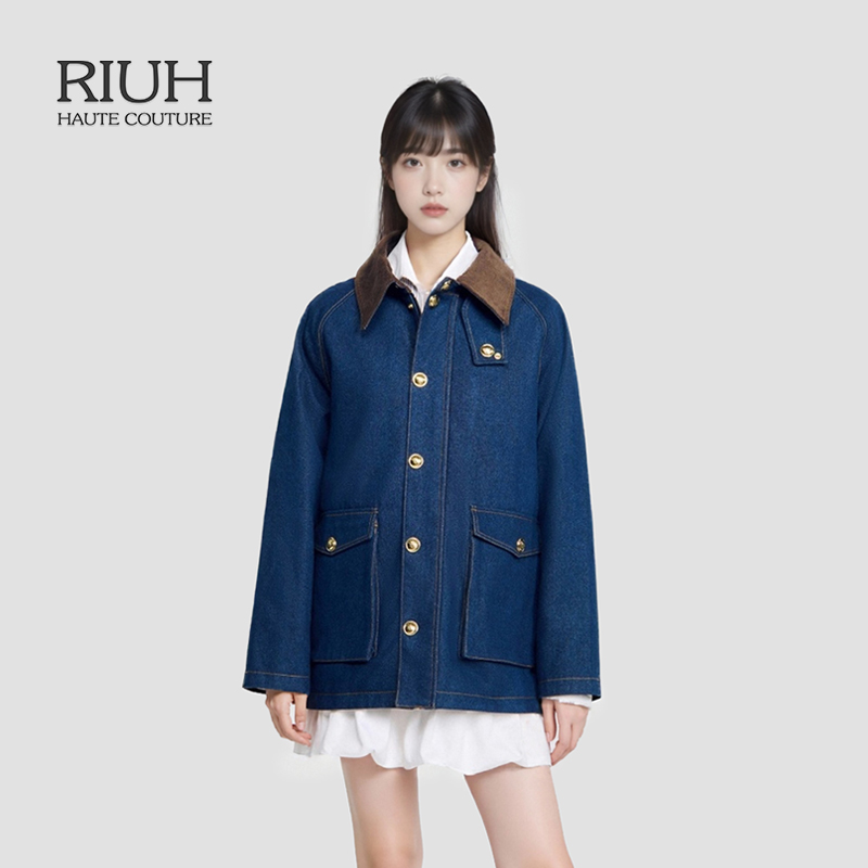 RIUH精致都市游牧巴恩风复古夹棉牛仔外套25秋冬