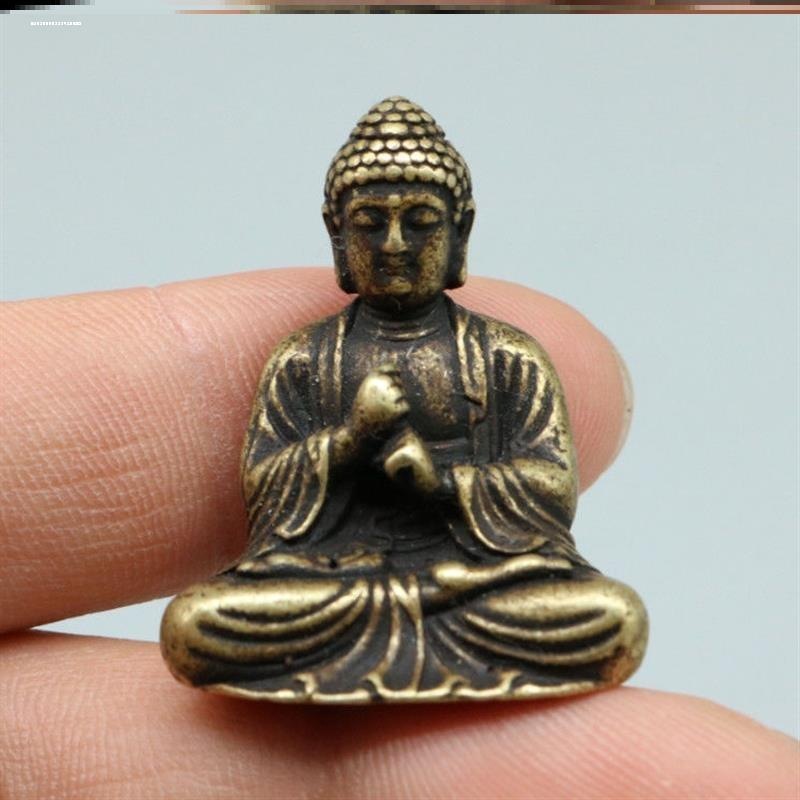 禅意达摩祖师实心黄铜摆件仿古佛祖居家书房镇纸铜器工艺收藏